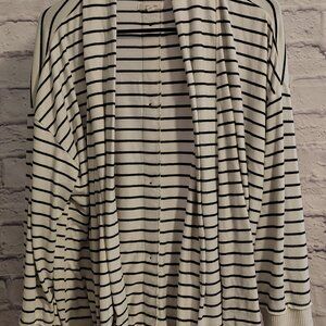 Maurices XXL White With Black Stripes Cardigan